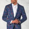Tailored Fit Henman Blue Floral Print Stetch Cotton Jacket