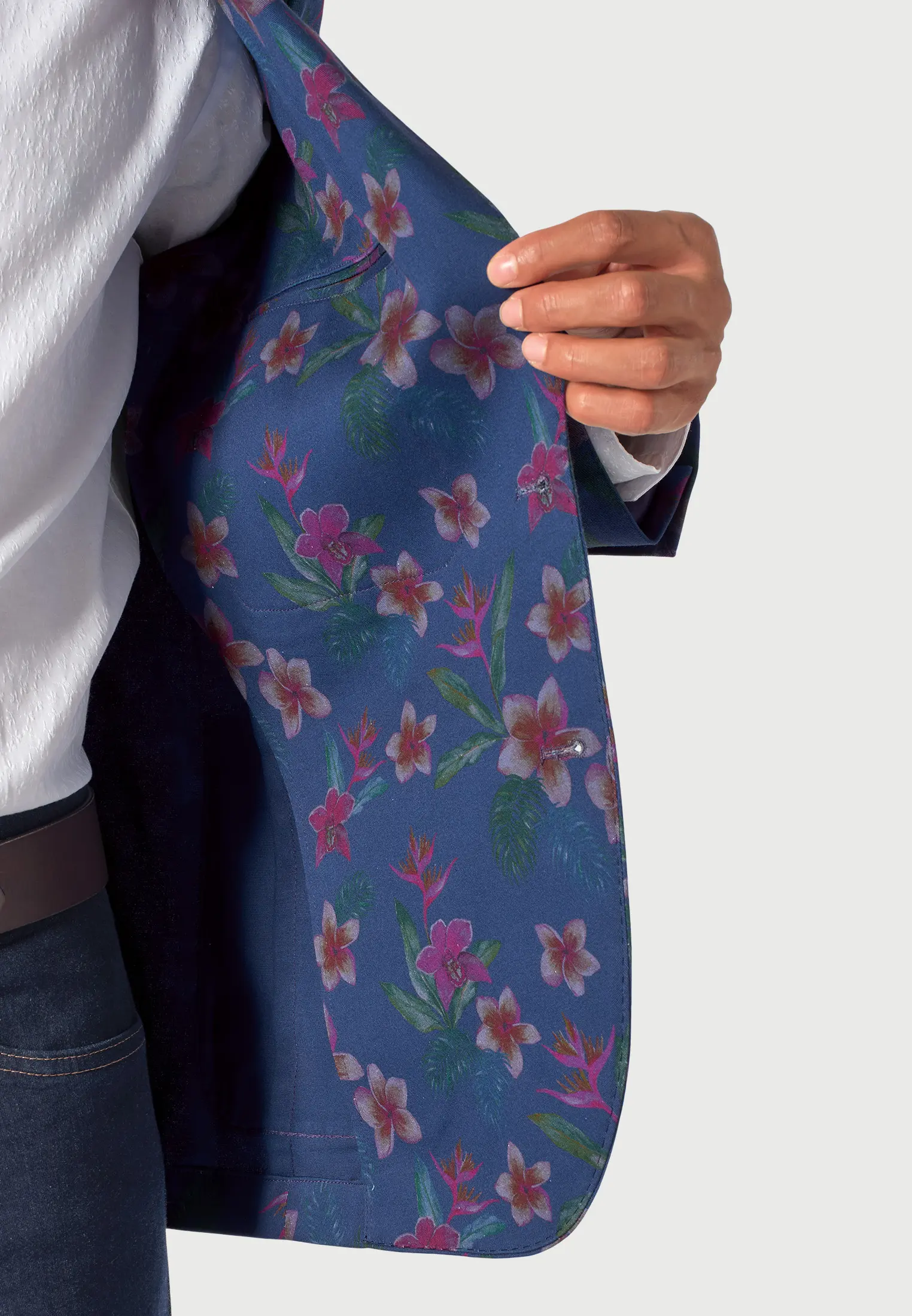 Tailored Fit Henman Blue Floral Print Stetch Cotton Jacket - Image 2