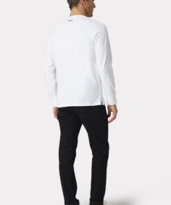 Alternative view of Holkham White Pure Cotton Long Sleeve Henley T-Shirt