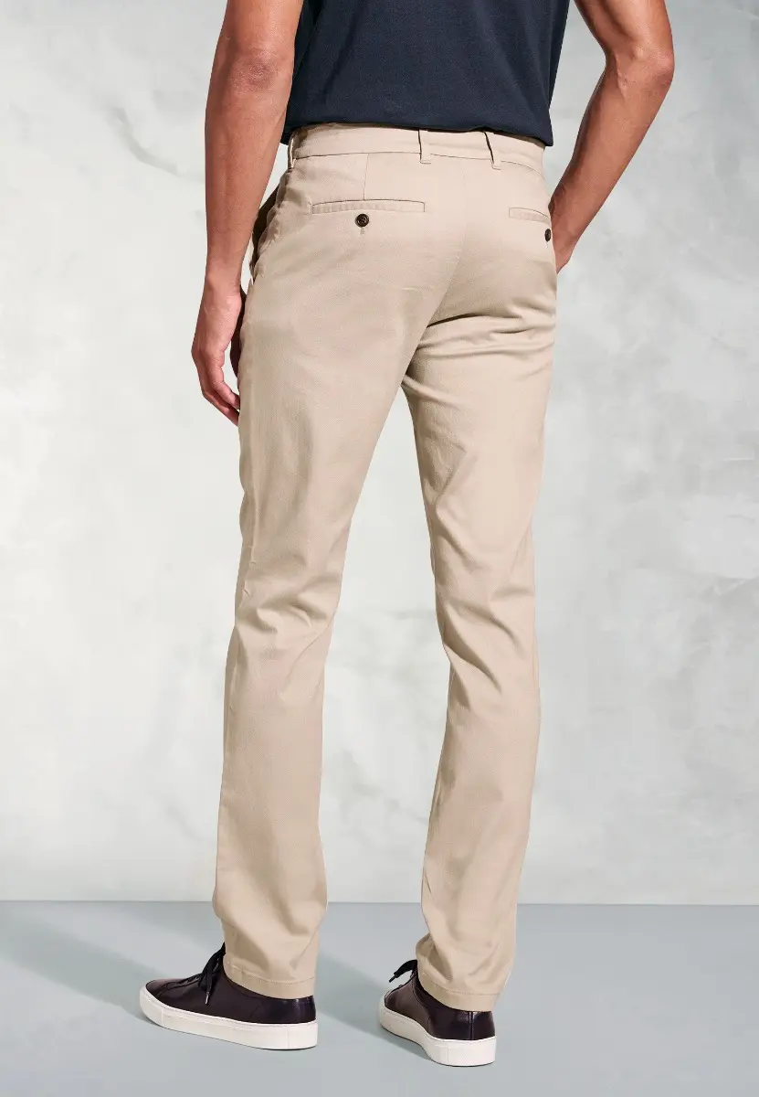 Tailored Fit Holland Stone Sateen Cotton Stretch Trousers - Image 2
