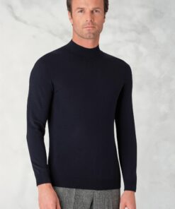 Hugo Navy Merino Wool Turtle Neck Jumper