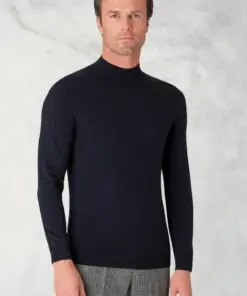 Hugo Navy Merino Wool Turtle Neck Jumper