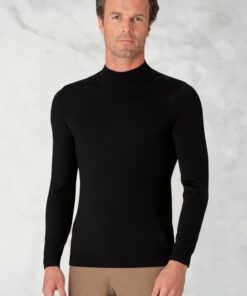 Hugo Black Merino Wool Turtle Neck Jumper