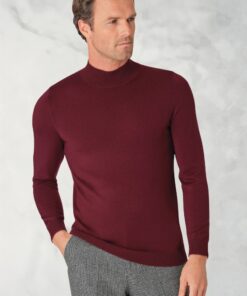 Hugo Wine Merino Wool Turtle Neck Jumper