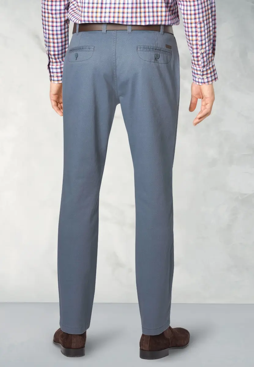 Regular Fit Illingworth Blue Cotton Stretch Trouser - Image 2