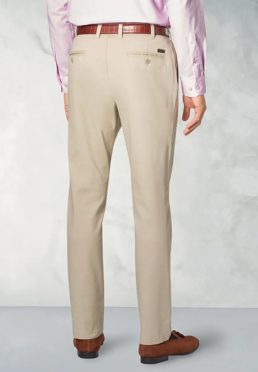 Tailored Fit Illingworth Stone Cotton Stretch Trouser - Image 2