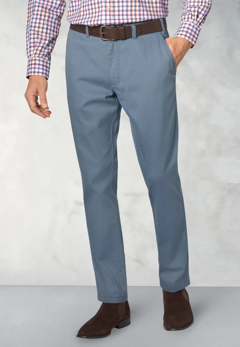 Regular Fit Illingworth Blue Cotton Stretch Trouser