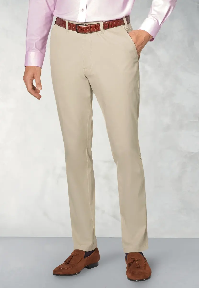 Tailored Fit Illingworth Stone Cotton Stretch Trouser