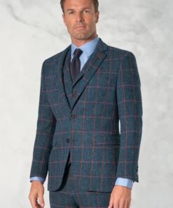 Tailored Fit Inverness Blue Check Harris Tweed® Suit Jacket