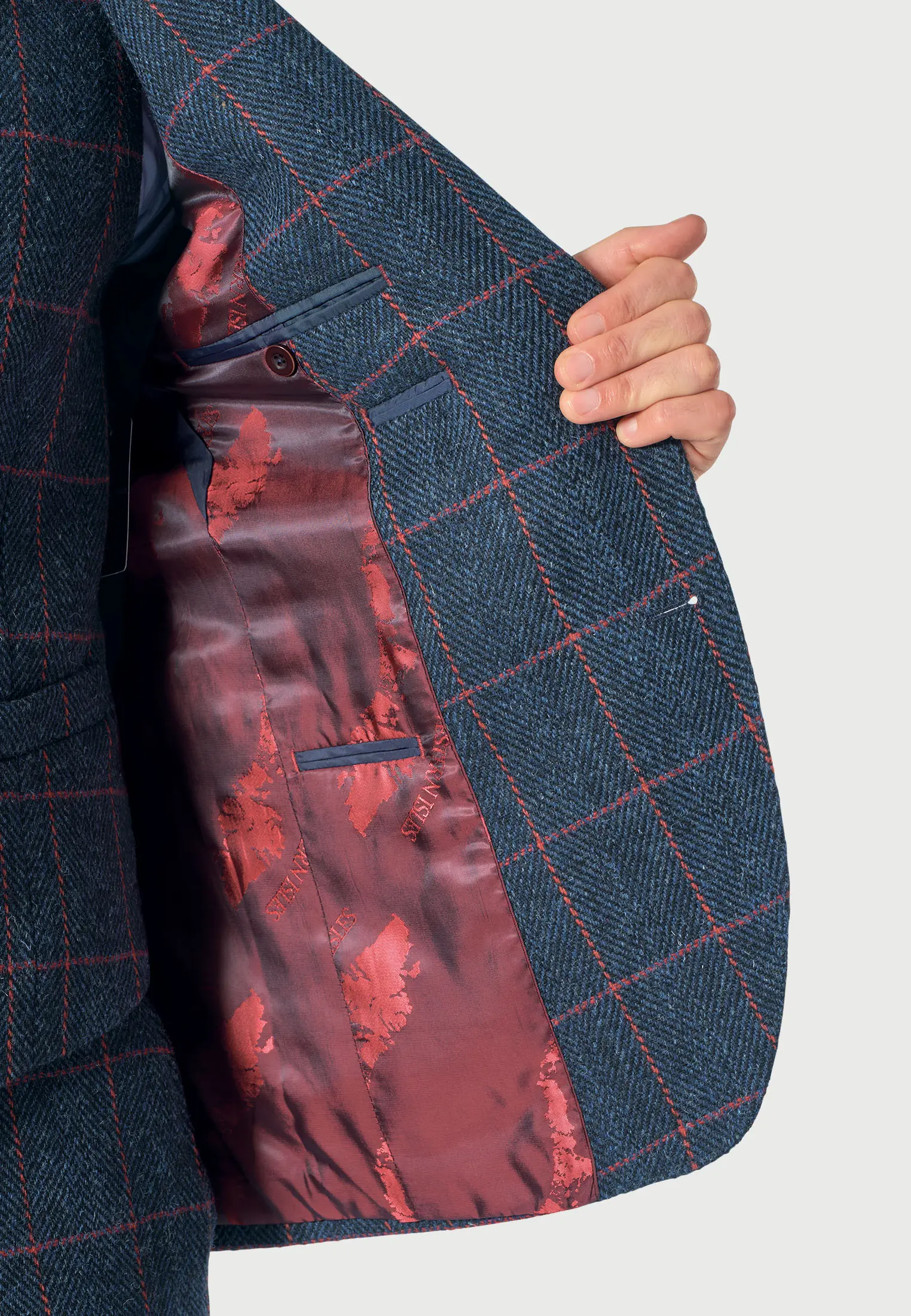 Tailored Fit Inverness Blue Check Harris Tweed® Suit Jacket - Image 2