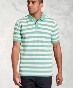 Jackman Aqua Bold Stripe Cotton Piqué Polo Shirt