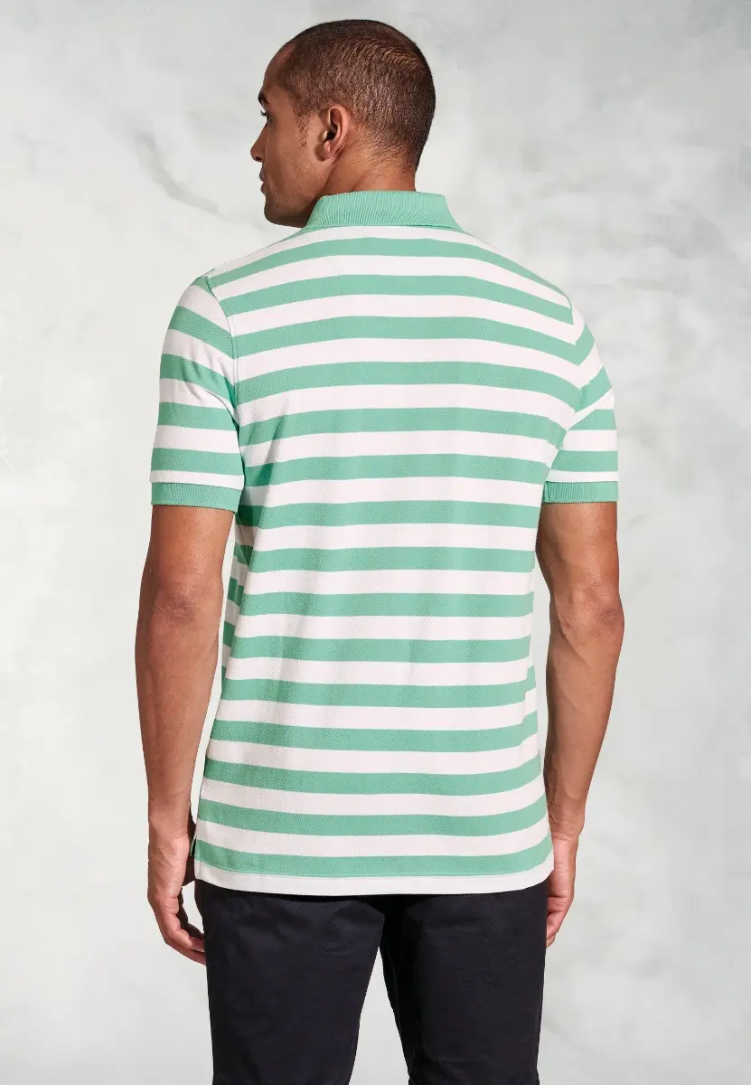 Jackman Aqua Bold Stripe Cotton PiquÃƒ© Polo Shirt - Image 2