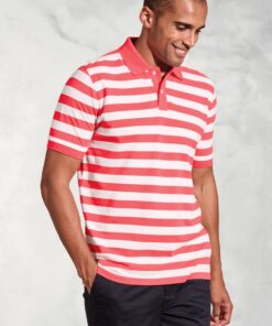 Jackman Coral Bold Stripe Cotton Piqué Polo Shirt