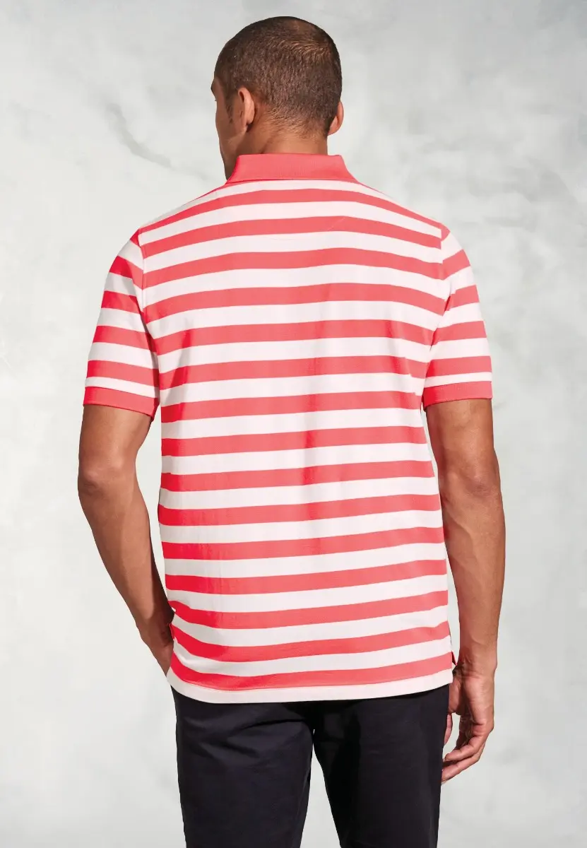 Jackman Coral Bold Stripe Cotton PiquÃƒ© Polo Shirt - Image 2