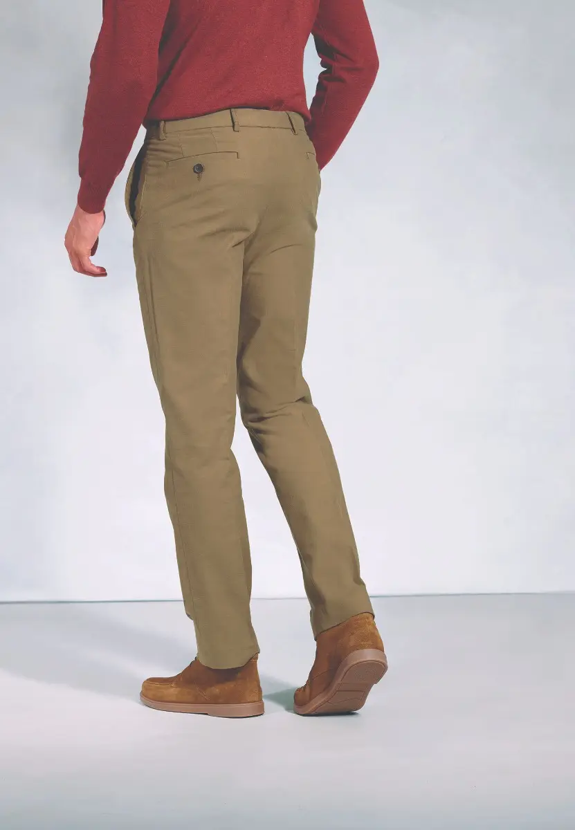 Regular Fit Kerswell Stone Cotton Moleskin Trouser - Image 2