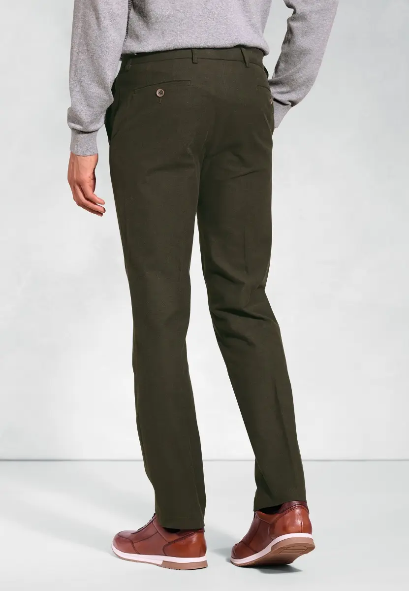 Regular Fit Kerswell Olive Cotton Moleskin Trouser - Image 2