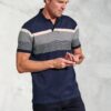 Kingsley Navy Stripe Cotton Jersey Polo Shirt