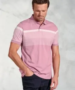 Kingsley Pink Stripe Cotton Jersey Polo Shirt