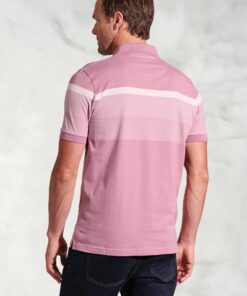 Alternative view of Kingsley Pink Stripe Cotton Jersey Polo Shirt