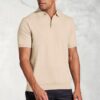 Lancaster Stone Knitted Pure Cotton Polo Shirt
