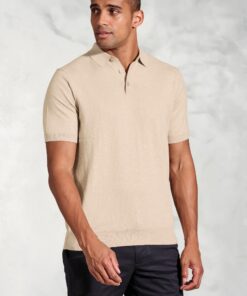 Lancaster Stone Knitted Pure Cotton Polo Shirt