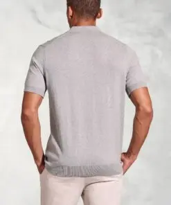 Alternative view of Lancaster Grey Knitted Pure Cotton Polo Shirt