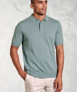 Lancaster Aqua Knitted Pure Cotton Polo Shirt
