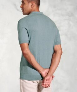 Alternative view of Lancaster Aqua Knitted Pure Cotton Polo Shirt