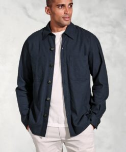 Ledger Navy Cotton Linen Overshirt