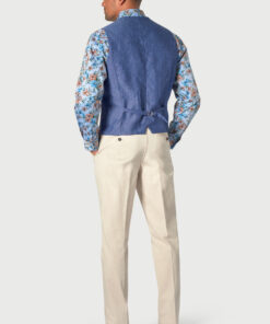 Alternative view of Tailored Fit Leeds Blue Linen Waistcoat