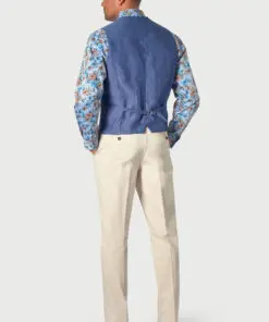 Alternative view of Tailored Fit Leeds Blue Linen Waistcoat