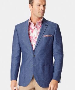 Tailored Fit Leeds Blue Linen Jacket