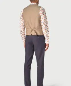 Alternative view of Tailored Fit Leeds Biscuit Linen Waistcoat