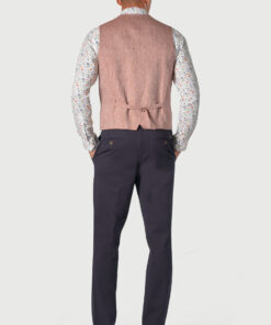 Alternative view of Tailored Fit Leeds Dusky Rose Linen Waistcoat