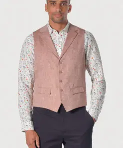 Tailored Fit Leeds Dusky Rose Linen Waistcoat