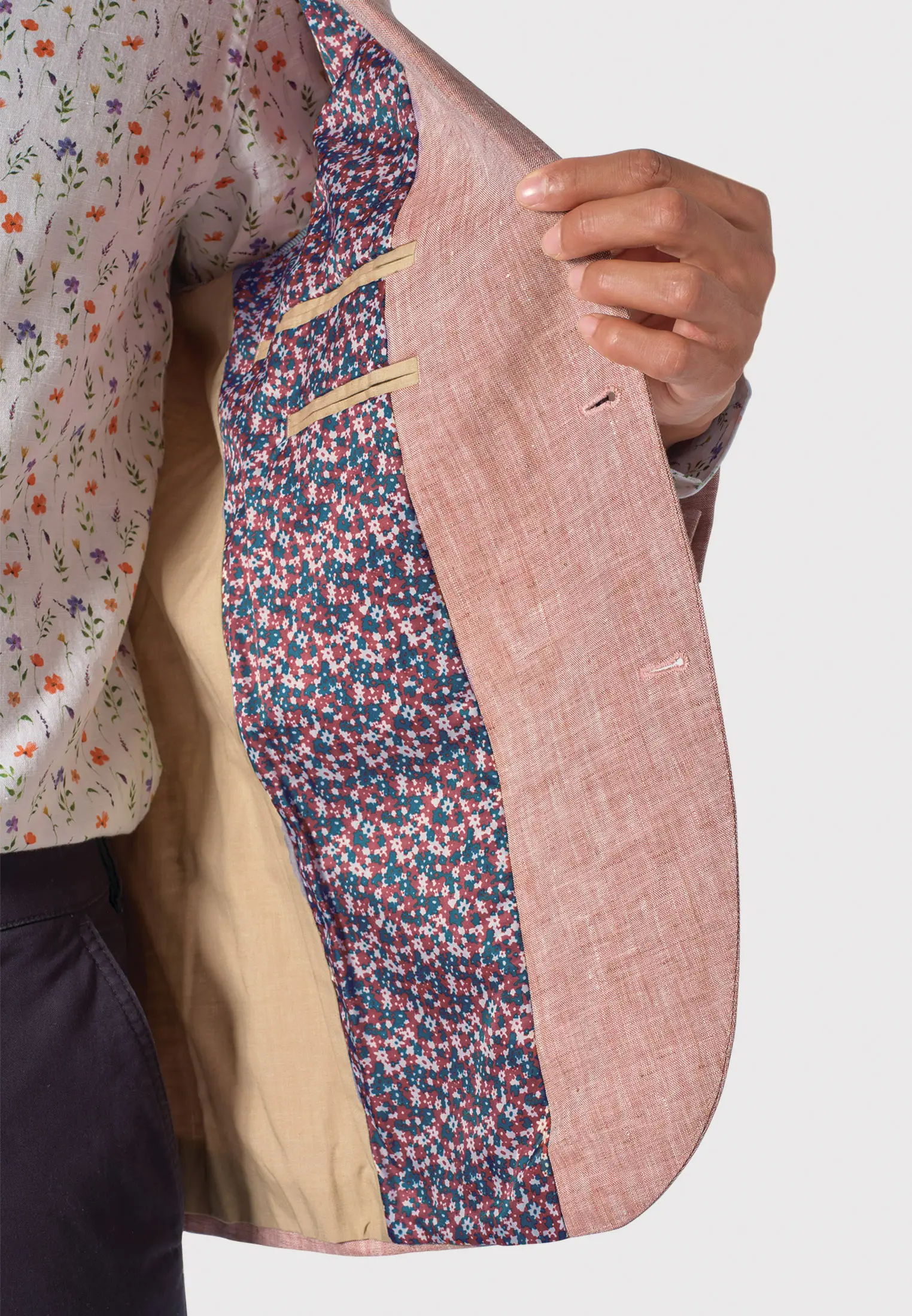 Tailored Fit Leeds Dusky Rose Linen Jacket - Image 2