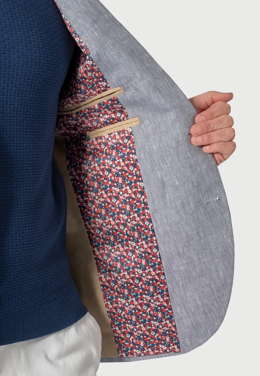 Tailored Fit Leeds Light Blue Linen Jacket - Image 2