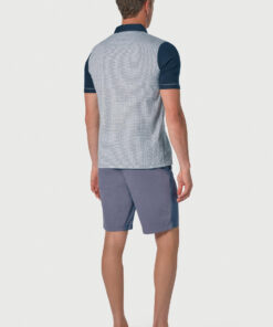 Alternative view of Lendl Pure Cotton White Navy Textured Polo Shirt