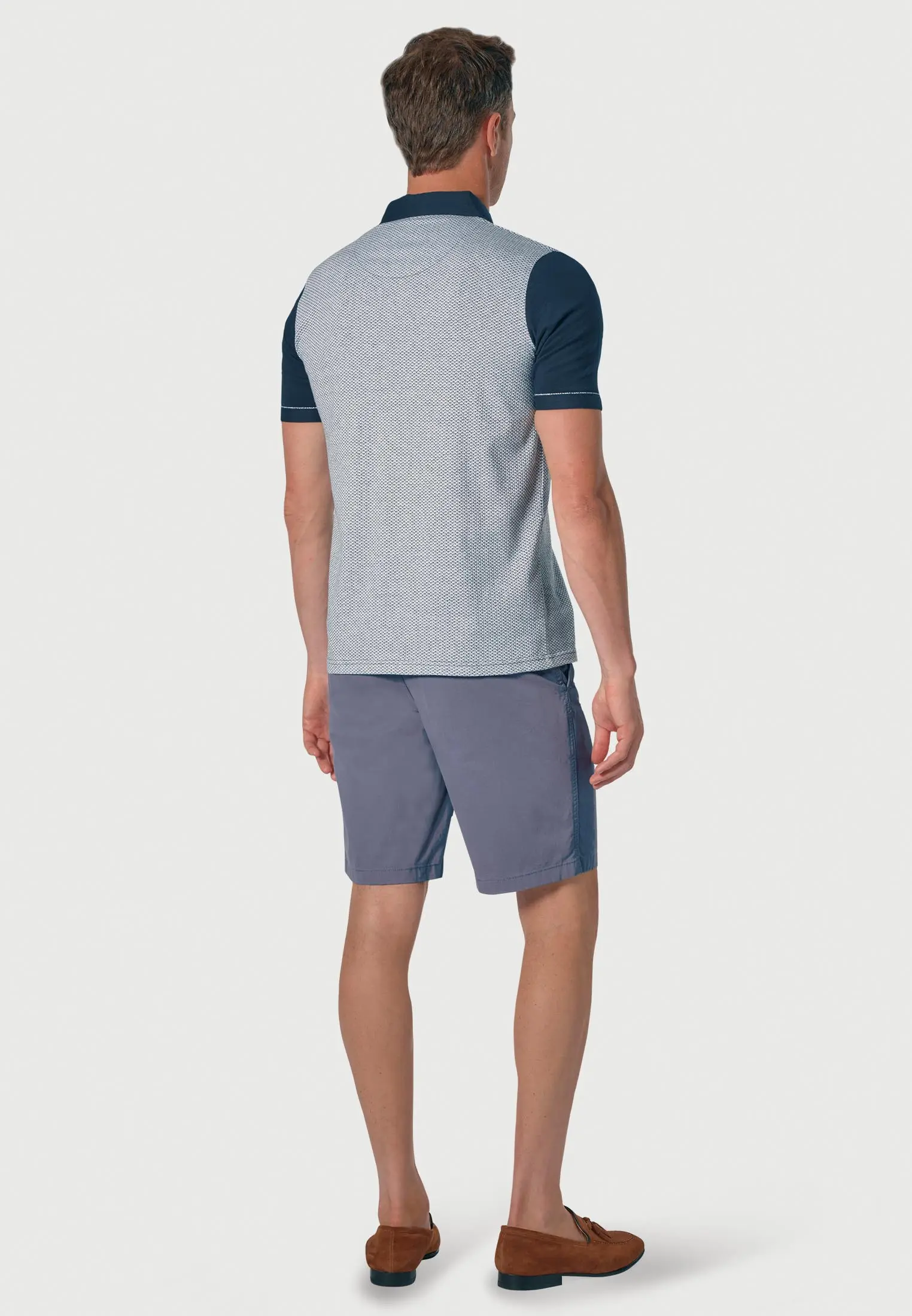 Lendl Pure Cotton White Navy Textured Polo Shirt - Image 2