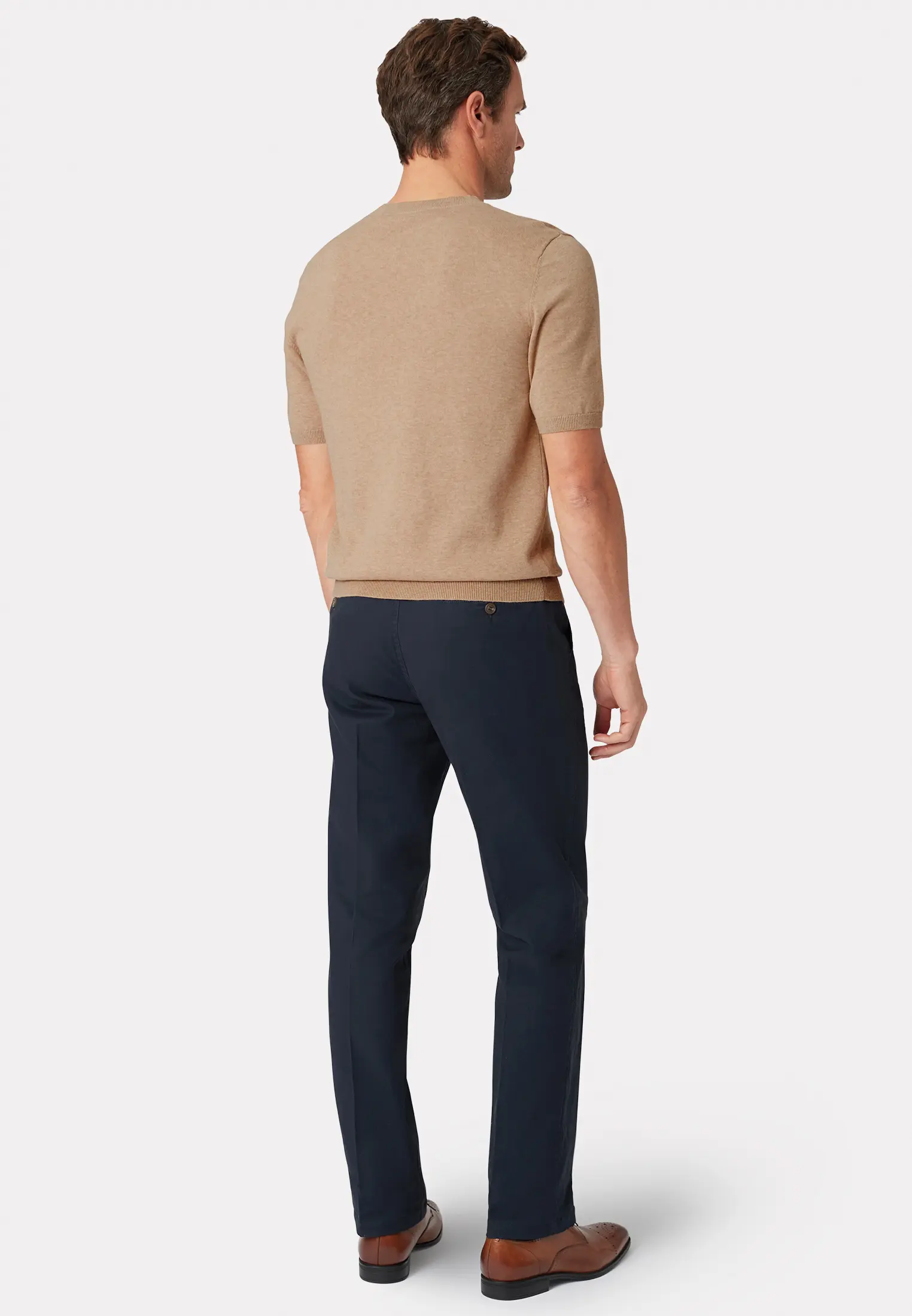 Lewis Sand Merino Wool Half Sleeve Jumper - Image 2