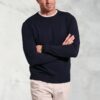 London Navy Cotton Merino Crew Neck Jumper