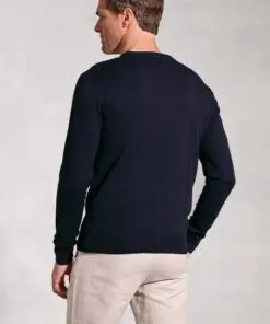 Alternative view of London Navy Cotton Merino Crew Neck Jumper