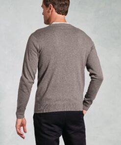 Alternative view of London Taupe Cotton Merino Crew Neck Jumper