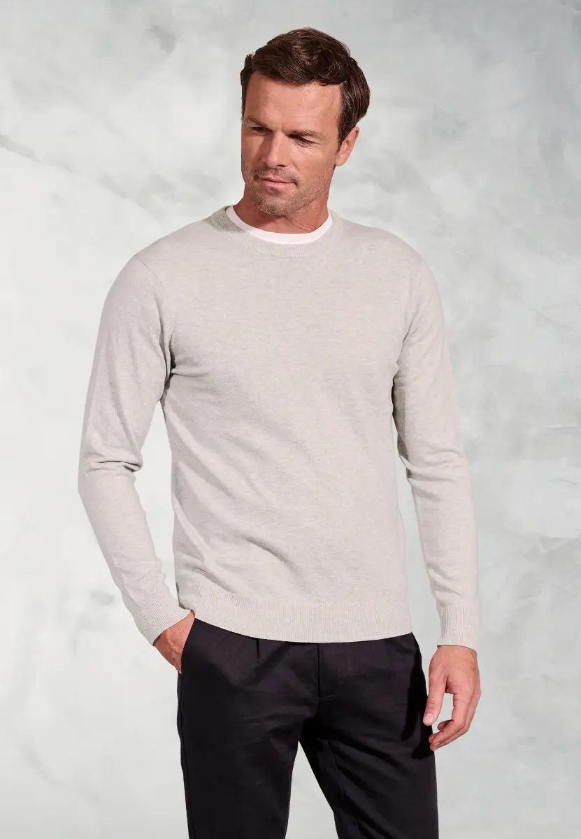 London Stone Cotton Merino Crew Neck Jumper