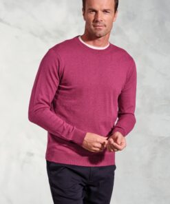 London Raspberry Cotton Merino Crew Neck Jumper