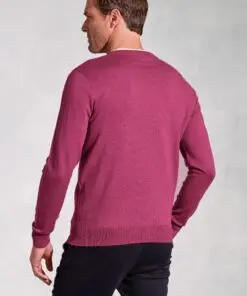 Alternative view of London Raspberry Cotton Merino Crew Neck Jumper