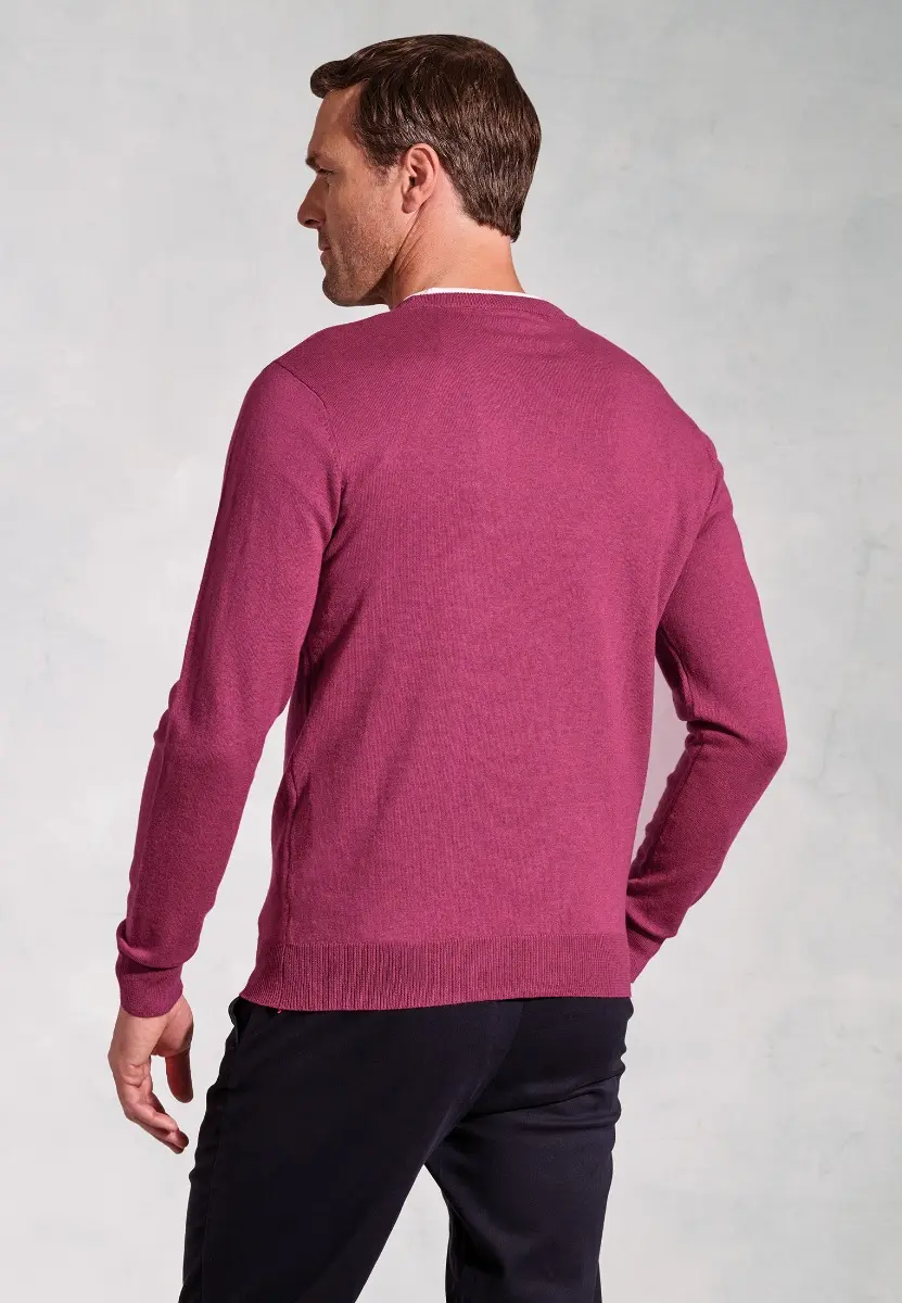 London Raspberry Cotton Merino Crew Neck Jumper - Image 2