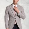 Tailored Fit Lowe Silver Grey Textured Italian Linen Blend Jacket