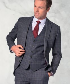 Tailored Fit Lyd Blue Check Suit Jacket