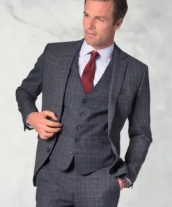 Tailored Fit Lyd Blue Check Suit Jacket